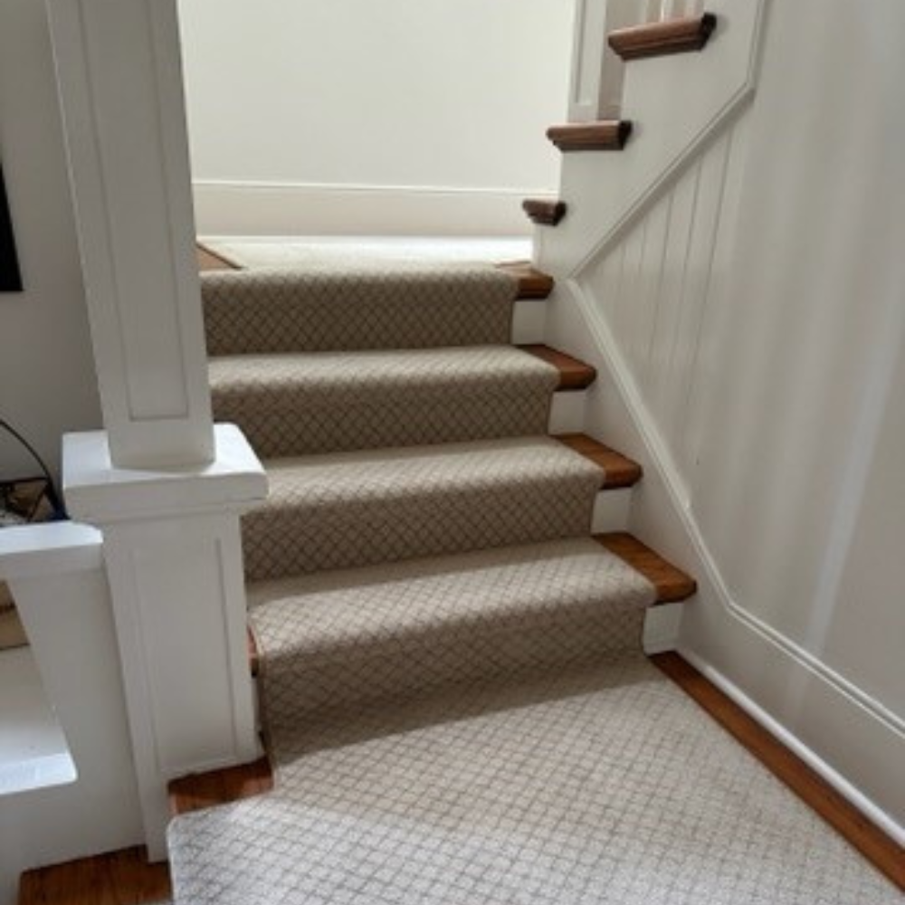 Patterned tan stair runner- Modern Flooring Carpet One
